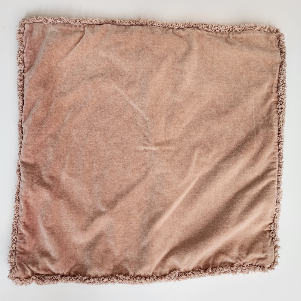 Pottery Barn Velvet Fringe Blush Pillow Cover x2